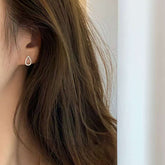 Dew-Halo Mini Studs Solid 14 K / 18 K Gold Pavé Lab Diamond Open-Pear Earrings